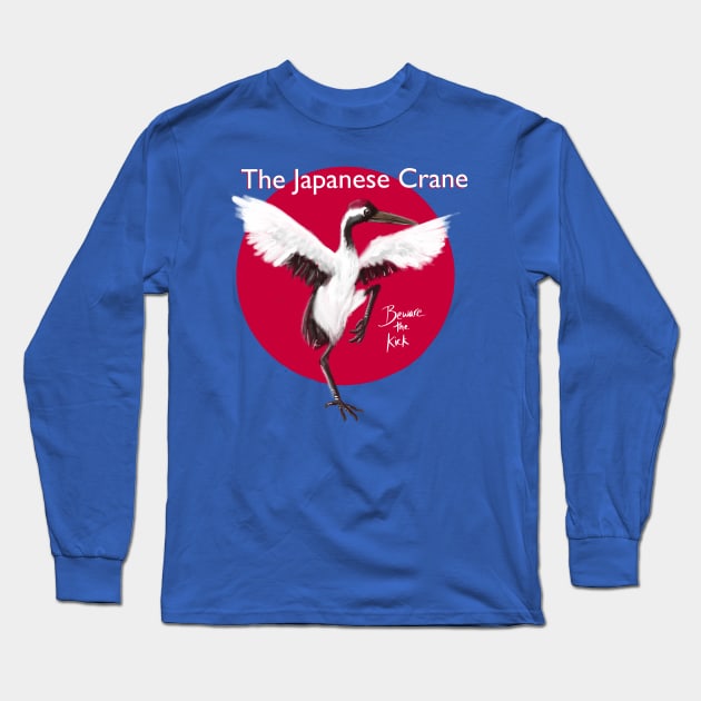 Japanese Crane: Beware the kick! Long Sleeve T-Shirt by Birding For Humans